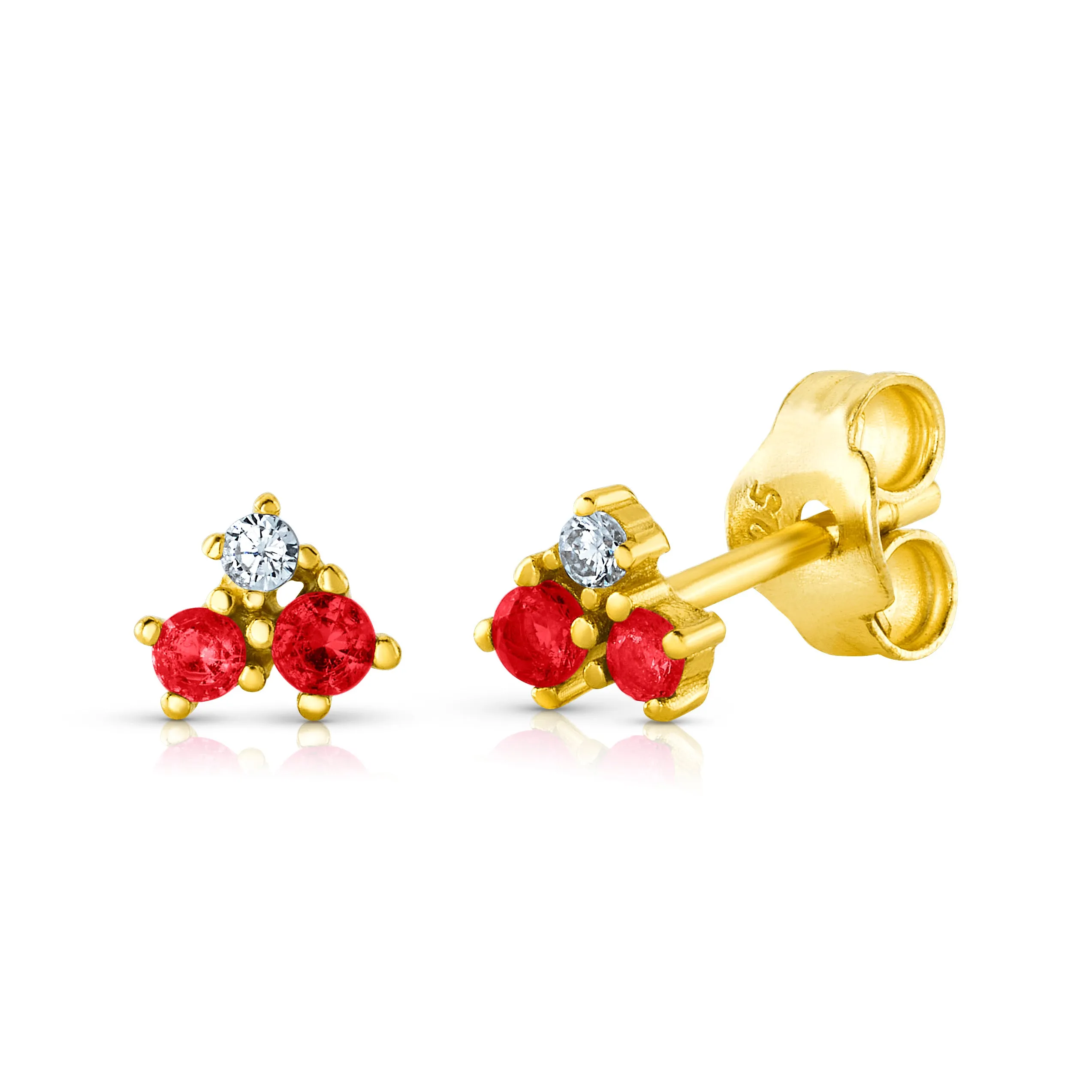 MINI TRIO RED STUDS, GOLD