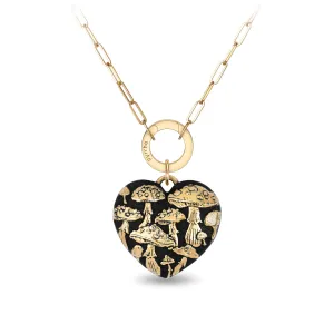 Mushroom 14K Gold Large Puffed Heart Long Link Paperclip Chain Necklace