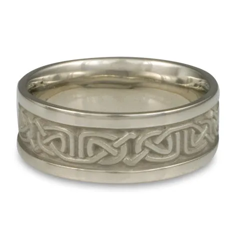 Narrow Self Bordered Labyrinth Wedding Ring in Stainless Steel