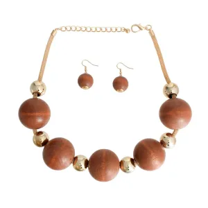 Nature's Best: Unique Wood Bead Necklace & Earrings Set for You