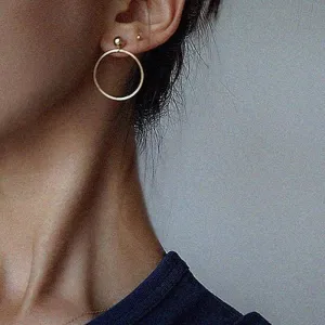 New ! Fashion jewelry gold color Geometric round with big  beads  stud  earrings best gift for women