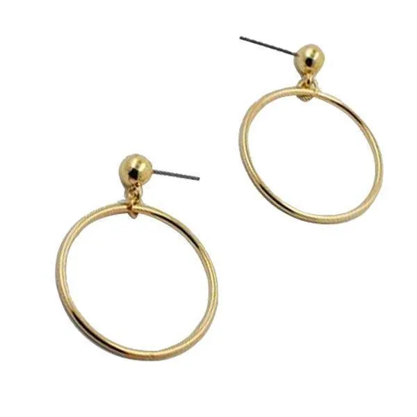 New ! Fashion jewelry gold color Geometric round with big  beads  stud  earrings best gift for women