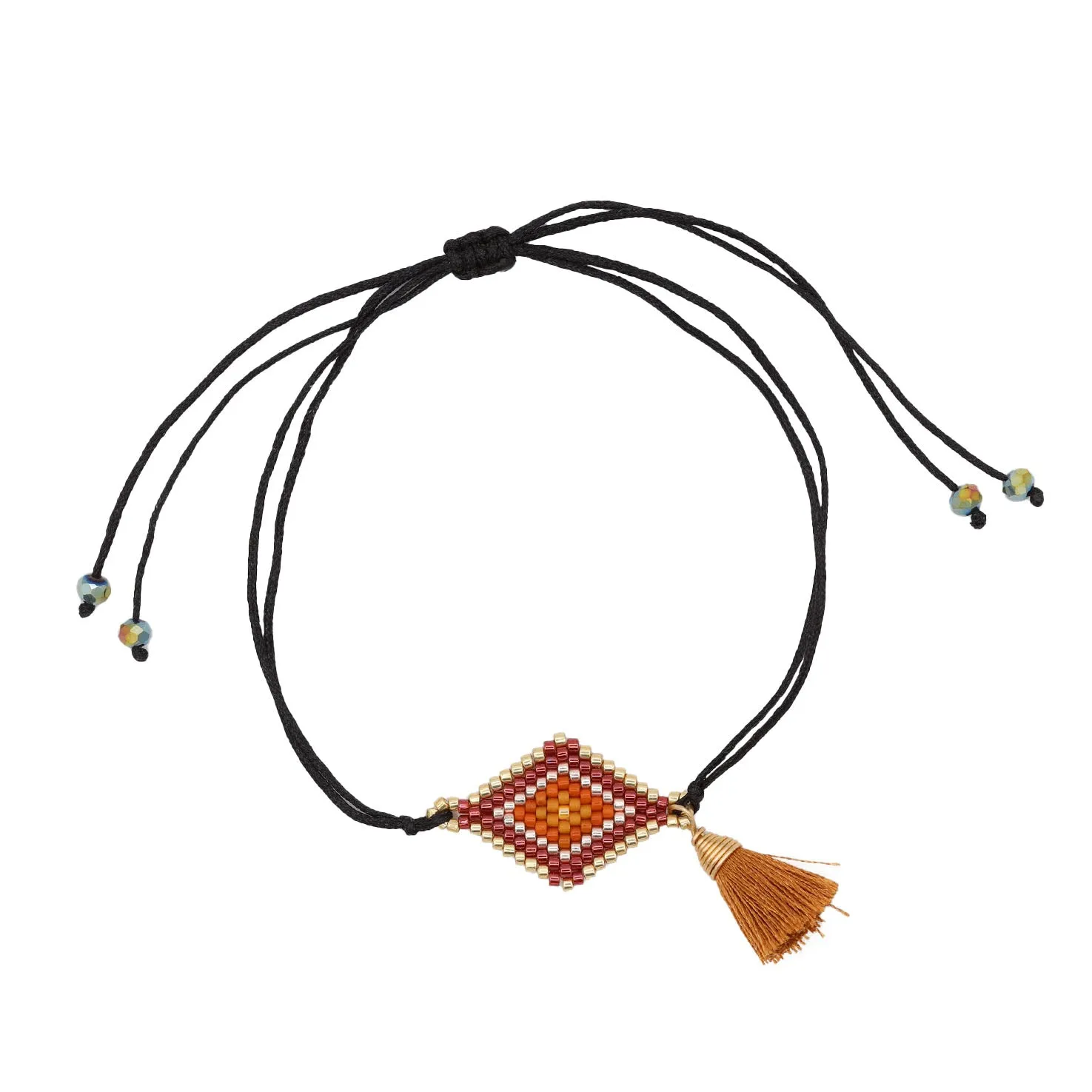 Ojo de Dios Wixárika Beaded Adjustable Bracelet