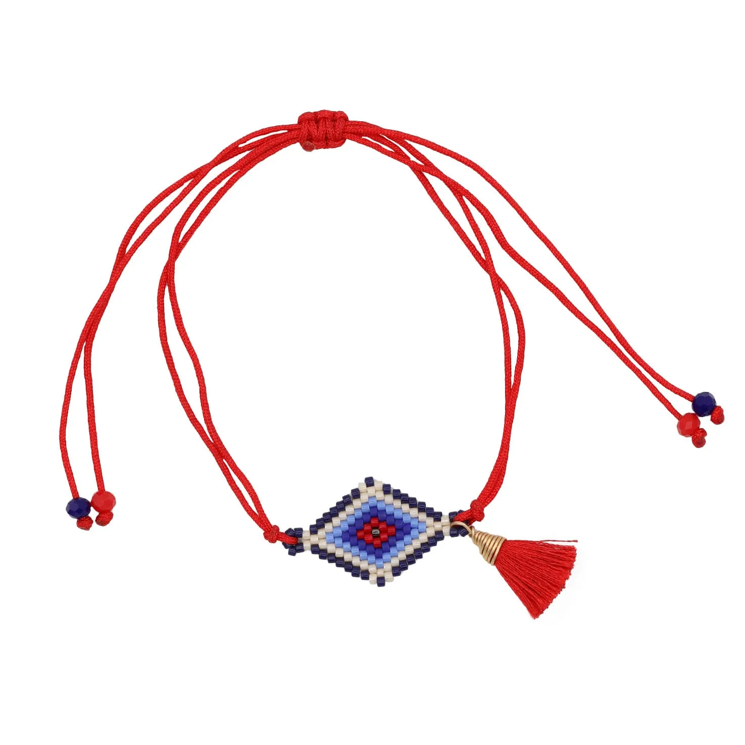 Ojo de Dios Wixárika Beaded Adjustable Bracelet