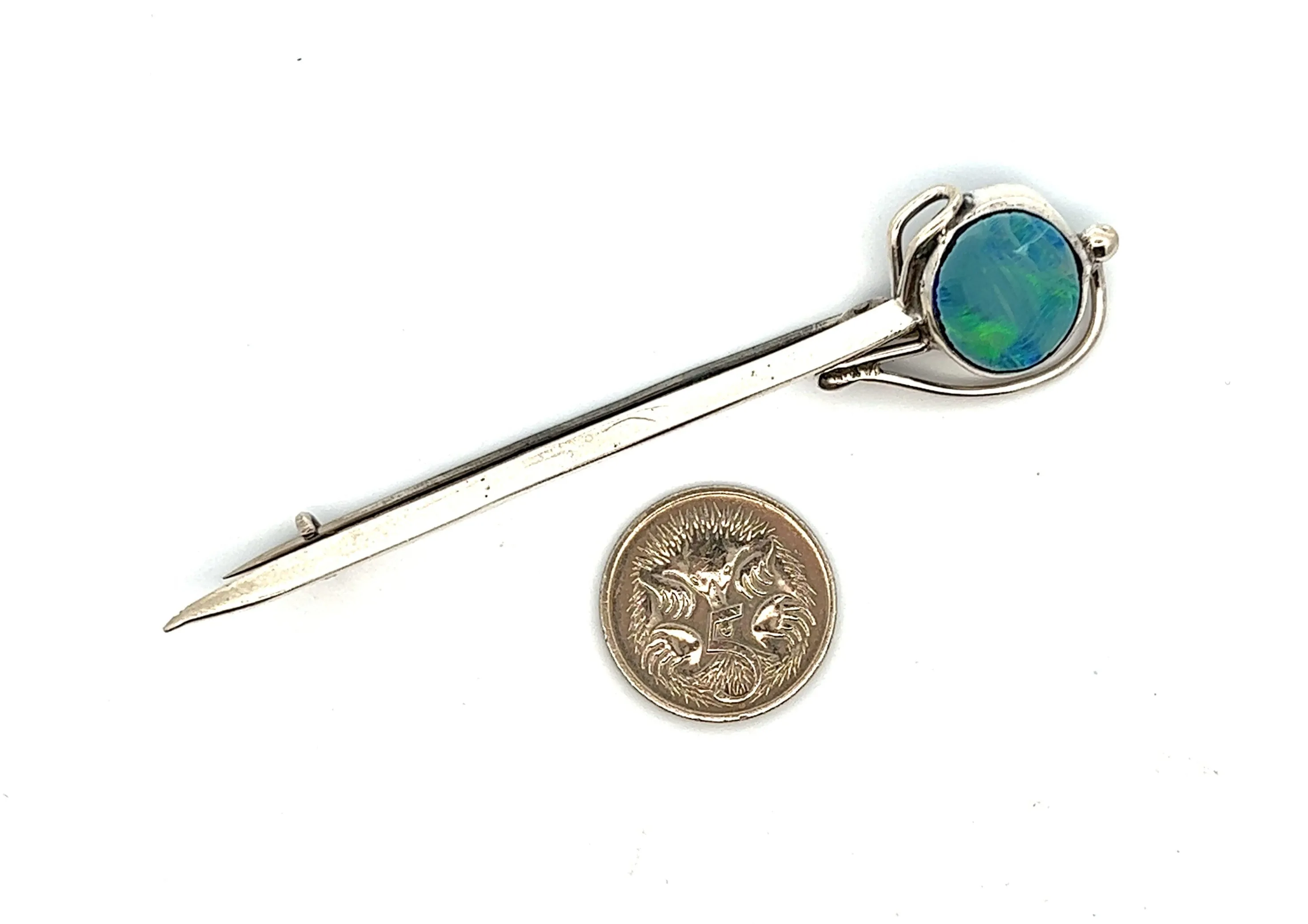 Opal and Sterling Silver Brooch