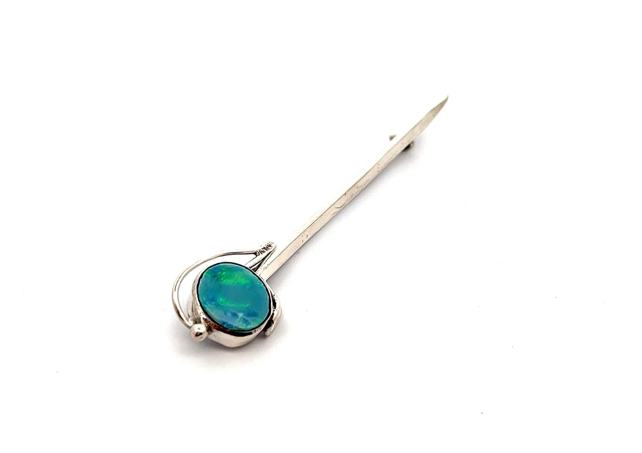 Opal and Sterling Silver Brooch