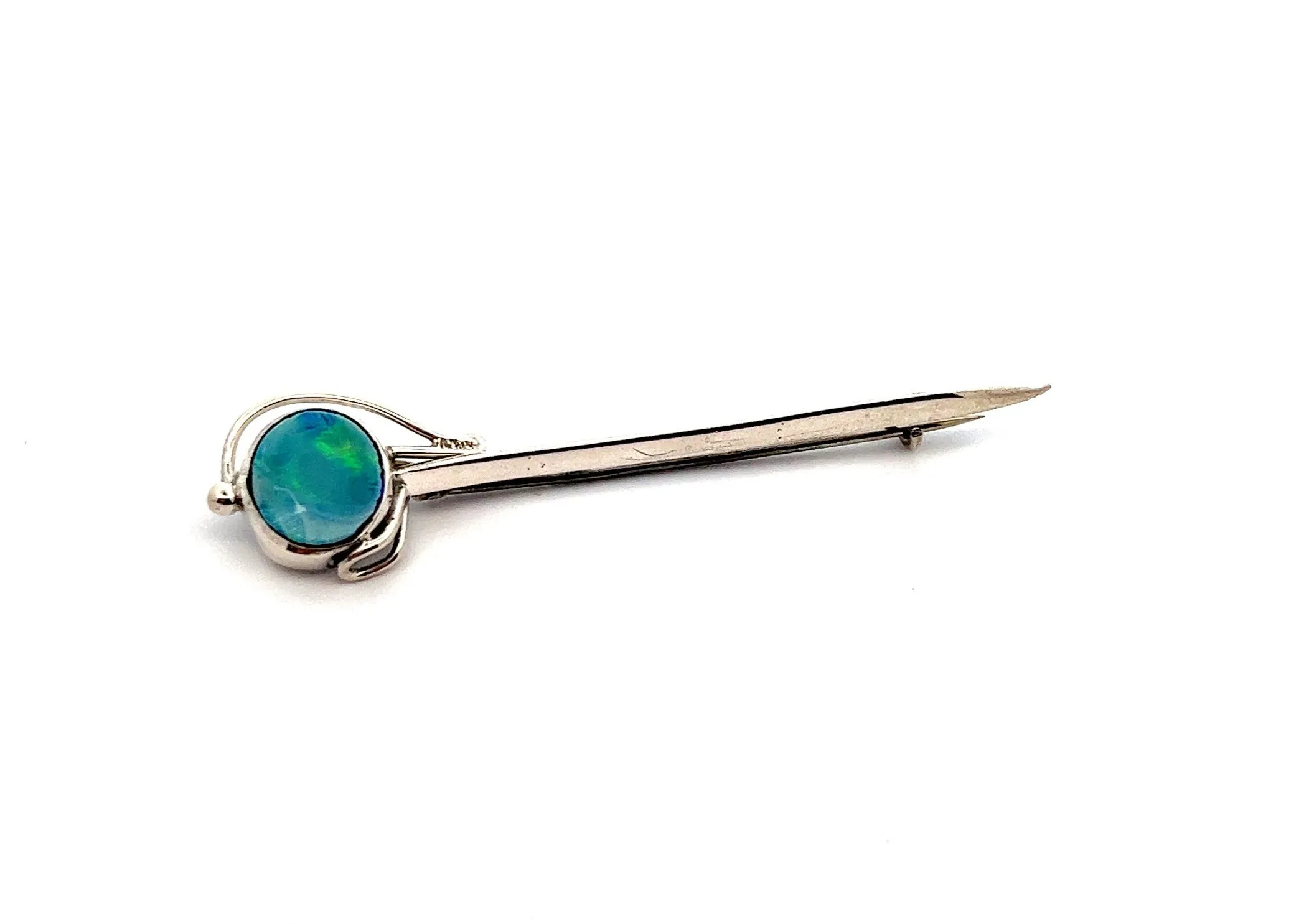 Opal and Sterling Silver Brooch