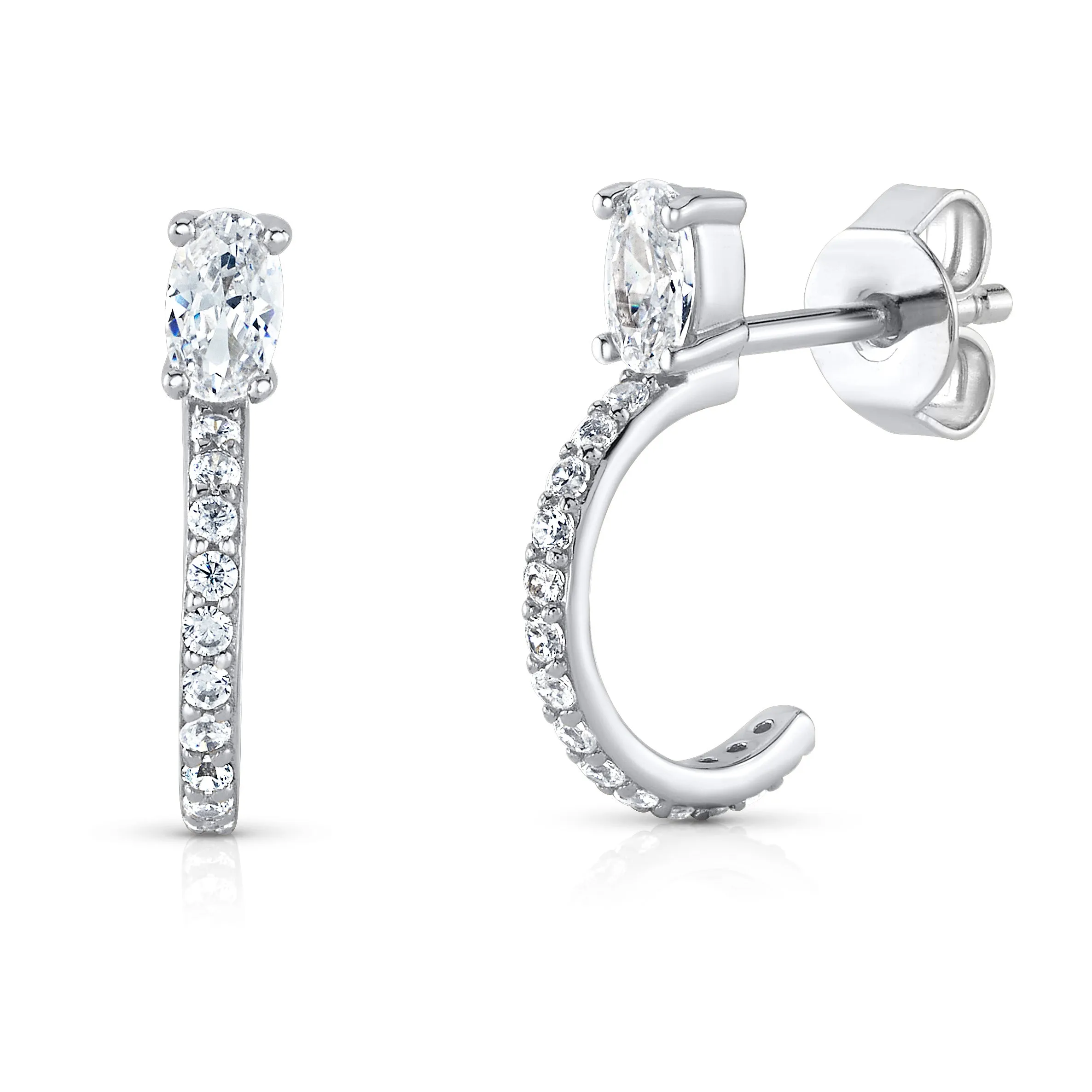 OVAL CZ HUGGIES, SILVER