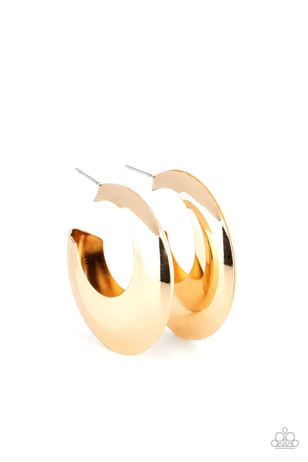 Paparazzi Chic CRESCENTO - Gold Hollowed Out Hoop Earrings