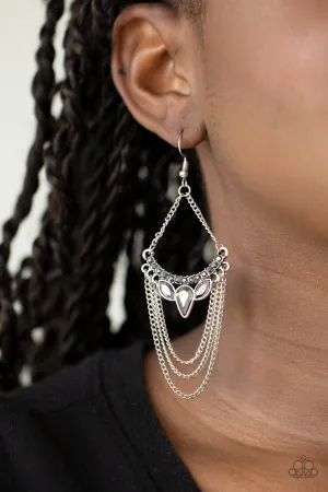 Paparazzi Earring ~ Burst Into TIERS - Silver Earring