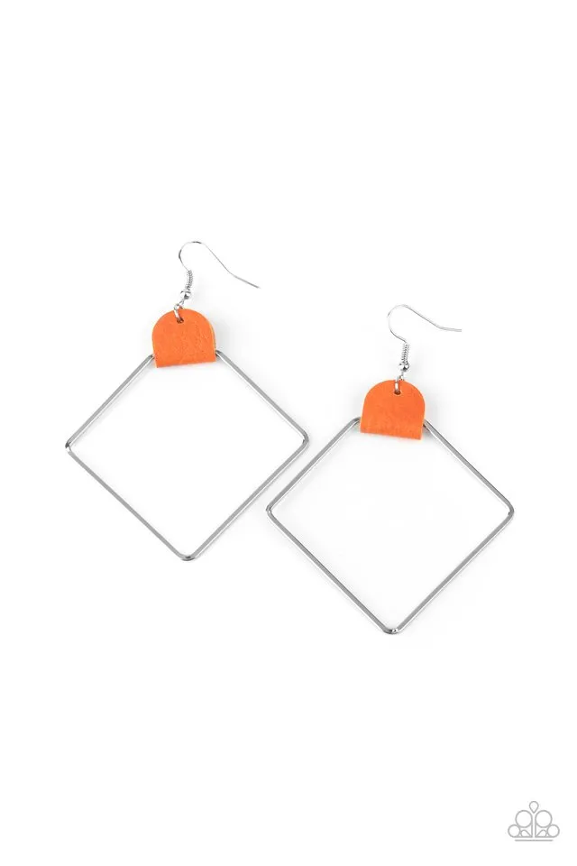 Paparazzi Earring ~ Friends of a LEATHER - Orange