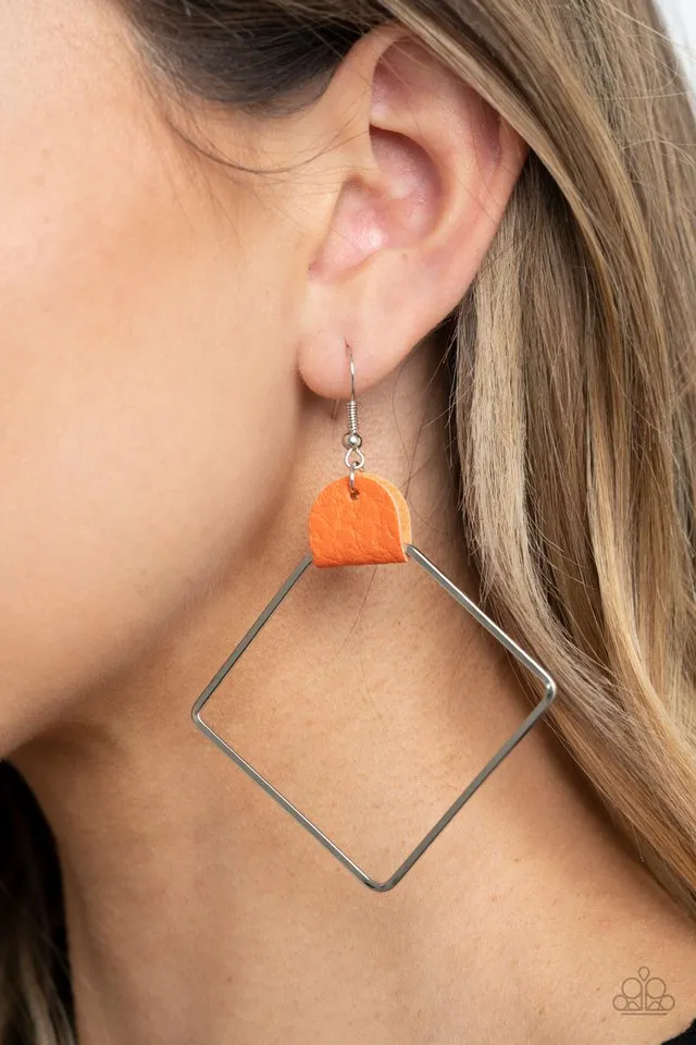 Paparazzi Earring ~ Friends of a LEATHER - Orange