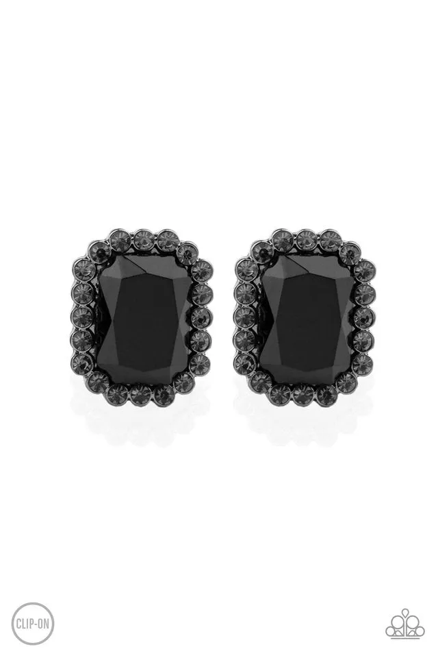 Paparazzi Earring ~ Glitter Enthusiast - Black