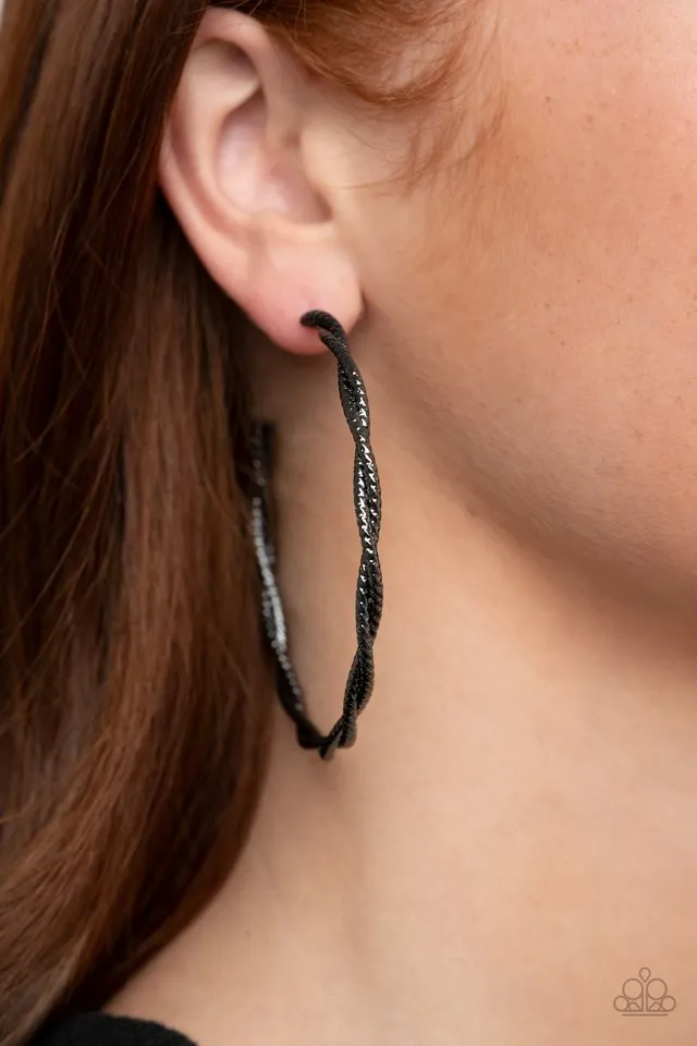 Paparazzi Earring ~ Totally Throttled - Black