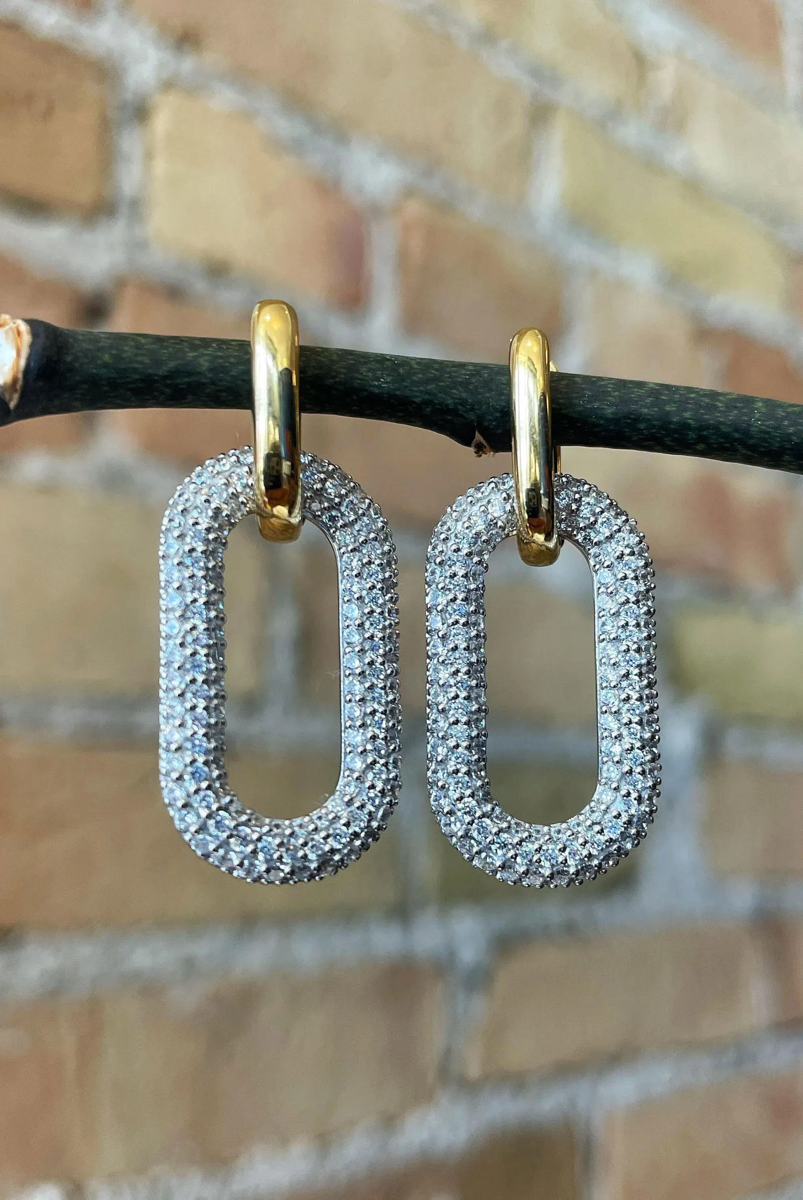 Paper Clip Cubic Zirconia Earrings