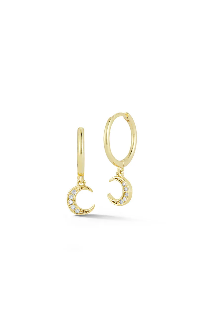 Pavé Moon Huggie Earring