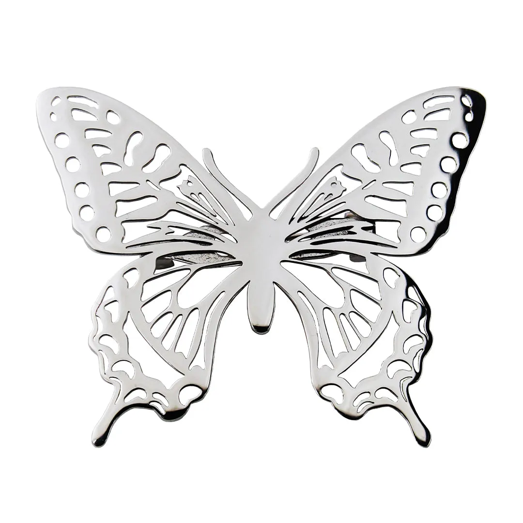 Peluche Celestial Butterfly Silver Stainless Steel Lapel Pin for Men