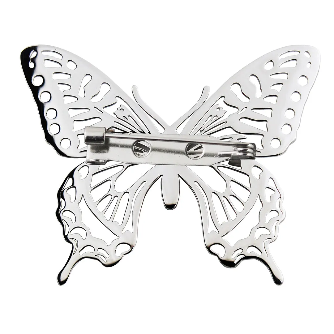 Peluche Celestial Butterfly Silver Stainless Steel Lapel Pin for Men