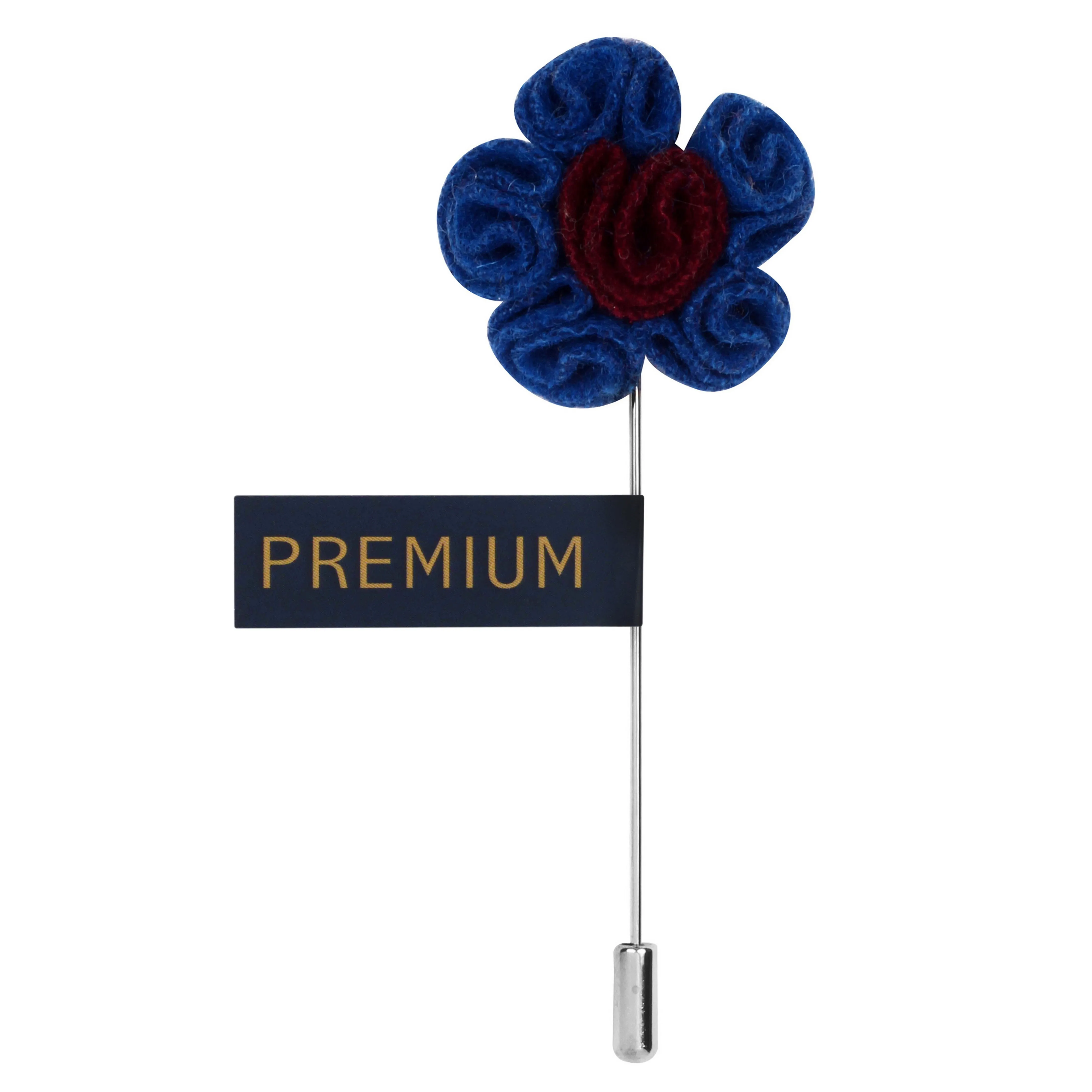 Peluche Florwer in Flower Blue, Maroon Brooch Lapel Pin