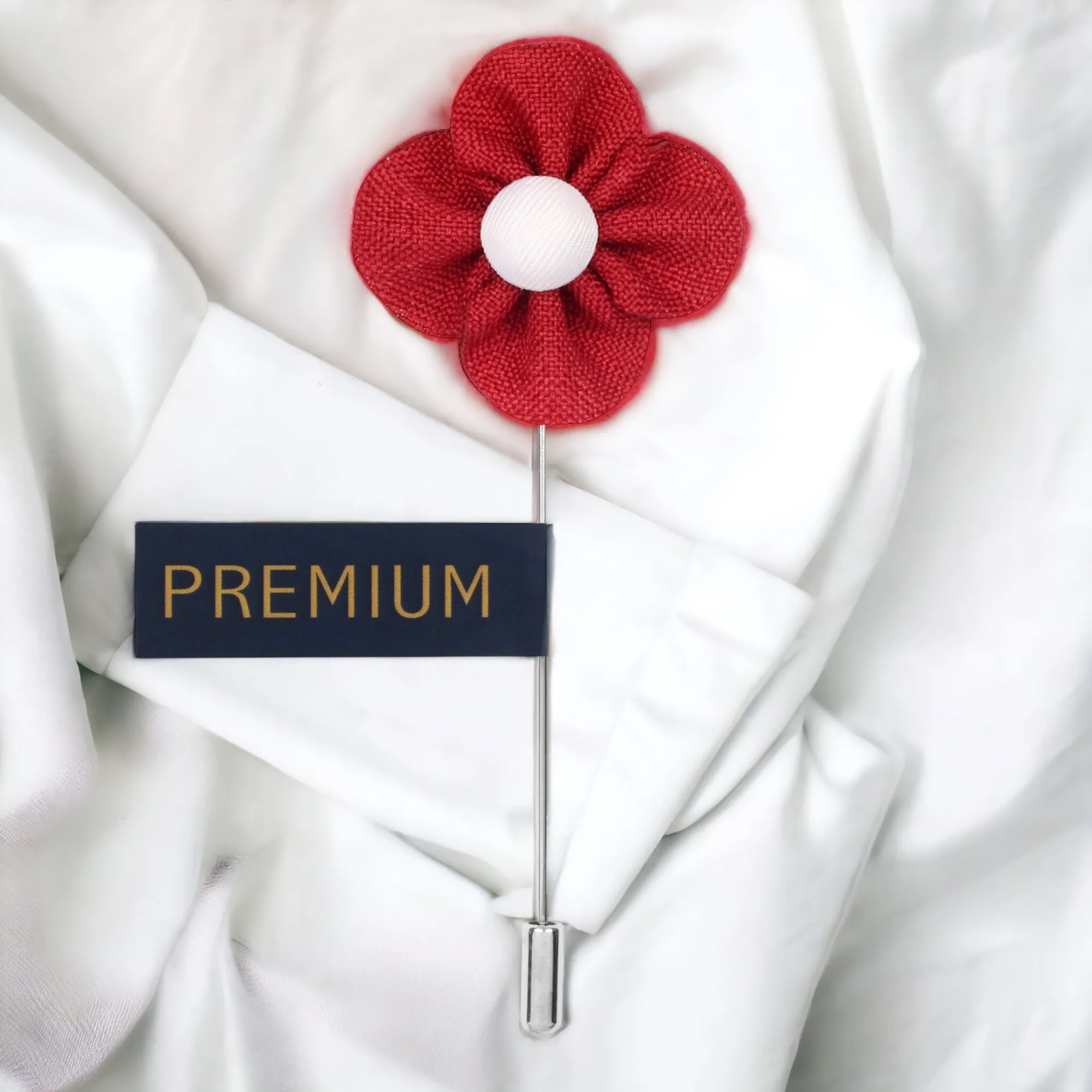 Peluche The Four Petal Flower Red Brooch Lapel Pin