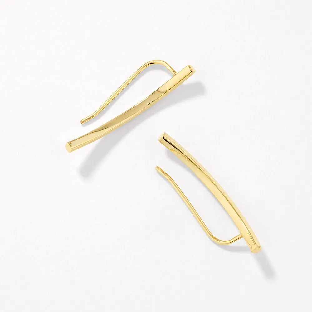 Plain Curve Crawler Earrings in 10k Gold