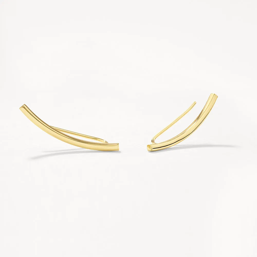 Plain Curve Crawler Earrings in 10k Gold