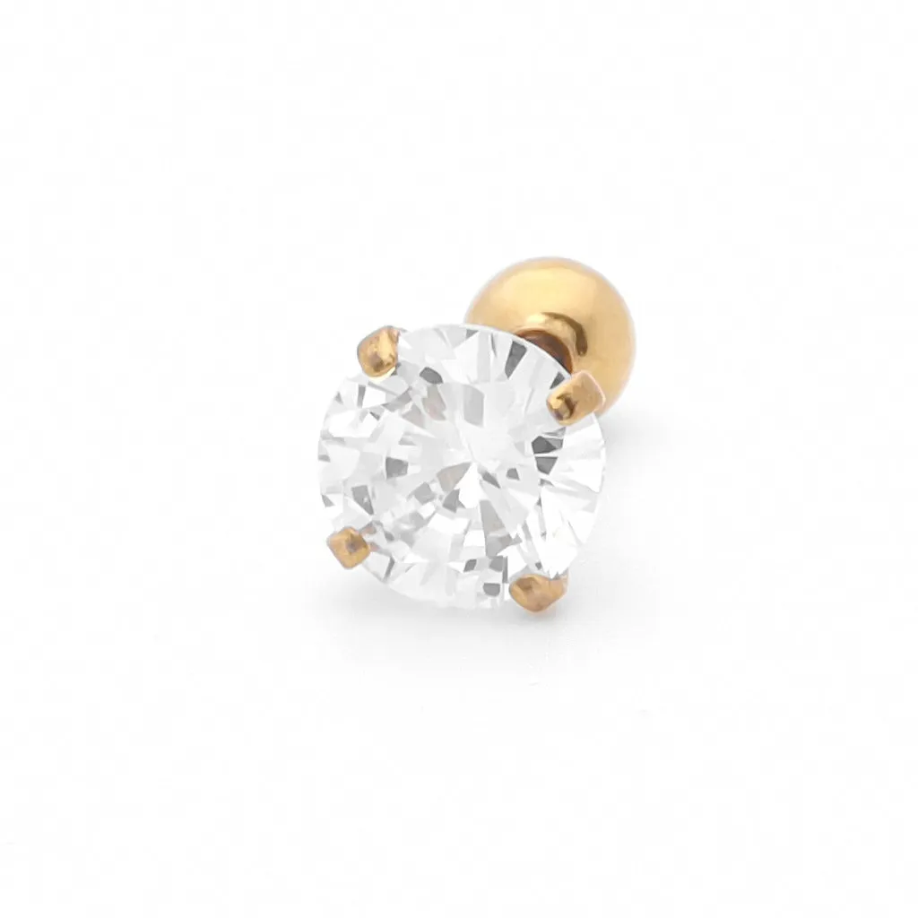 Prong Set Round CZ Studs - Gold