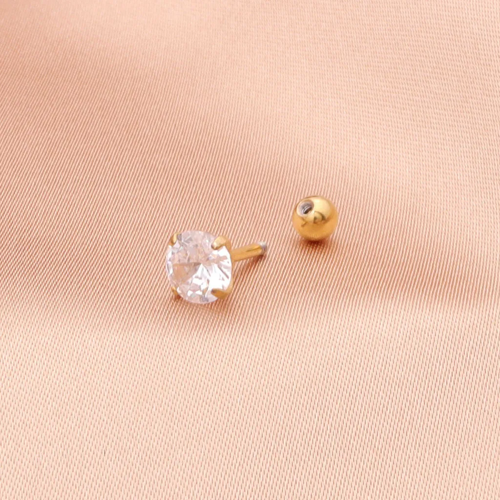 Prong Set Round CZ Studs - Gold