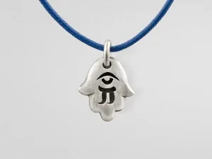 "Hamsa" Hand Pendant Amulet in Oxidized Sterling Silver