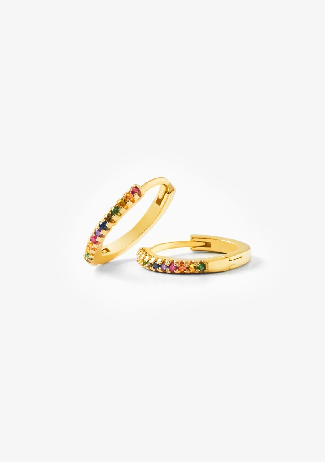 Rainbow Hoop Earrings Gold