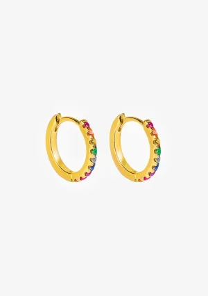 Rainbow Hoop Earrings Gold