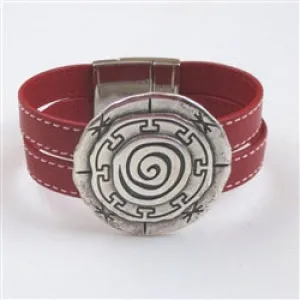 Red Leather Cuff Bracelet Women