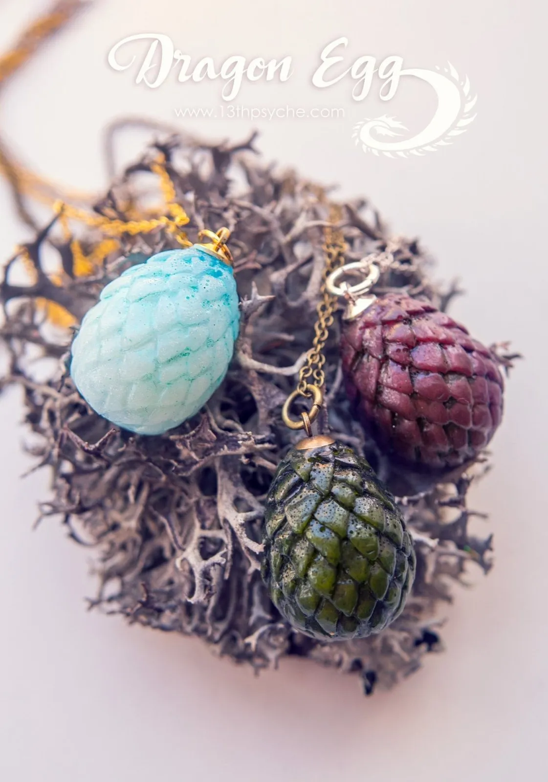 Resin dragon egg pendant necklace