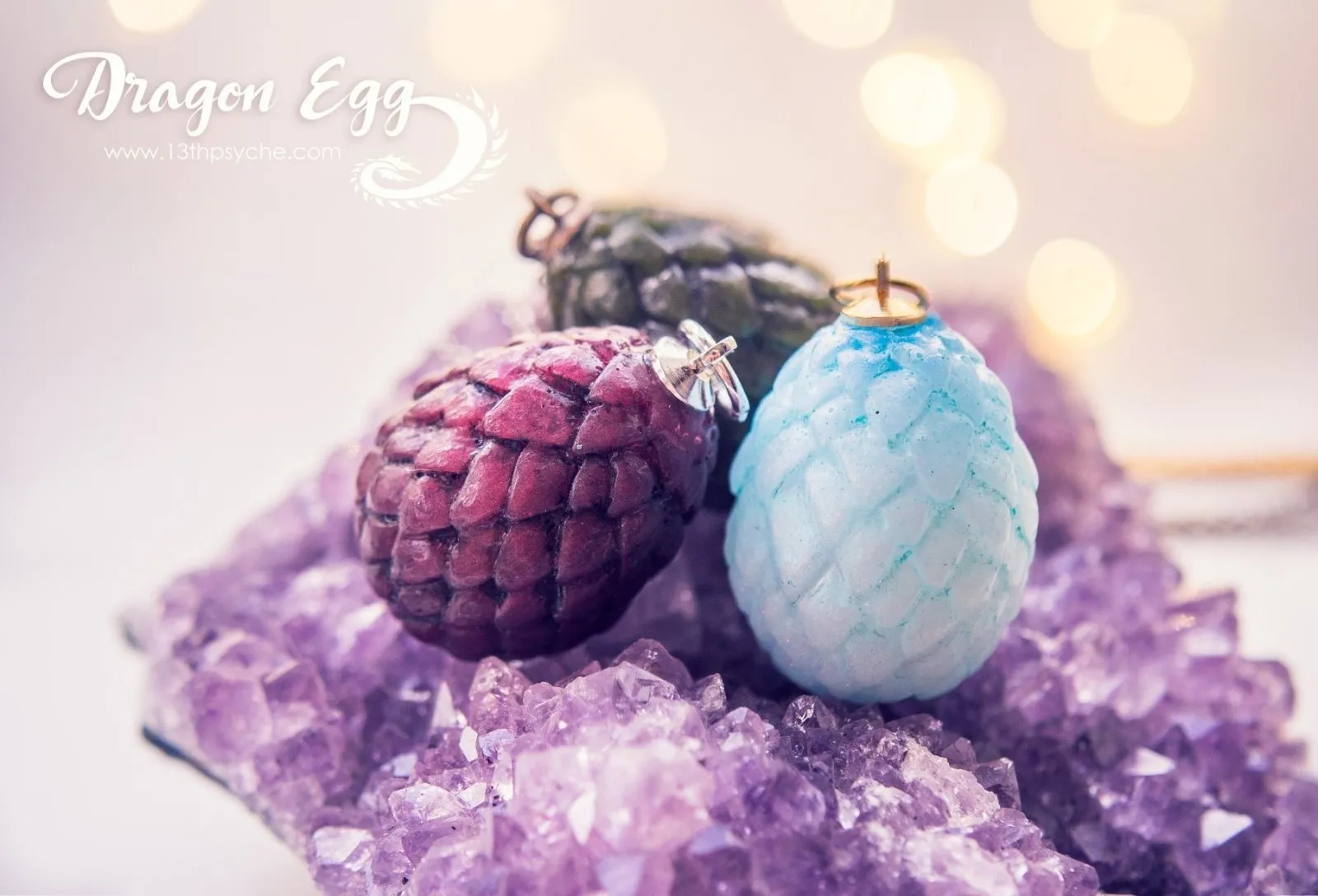 Resin dragon egg pendant necklace