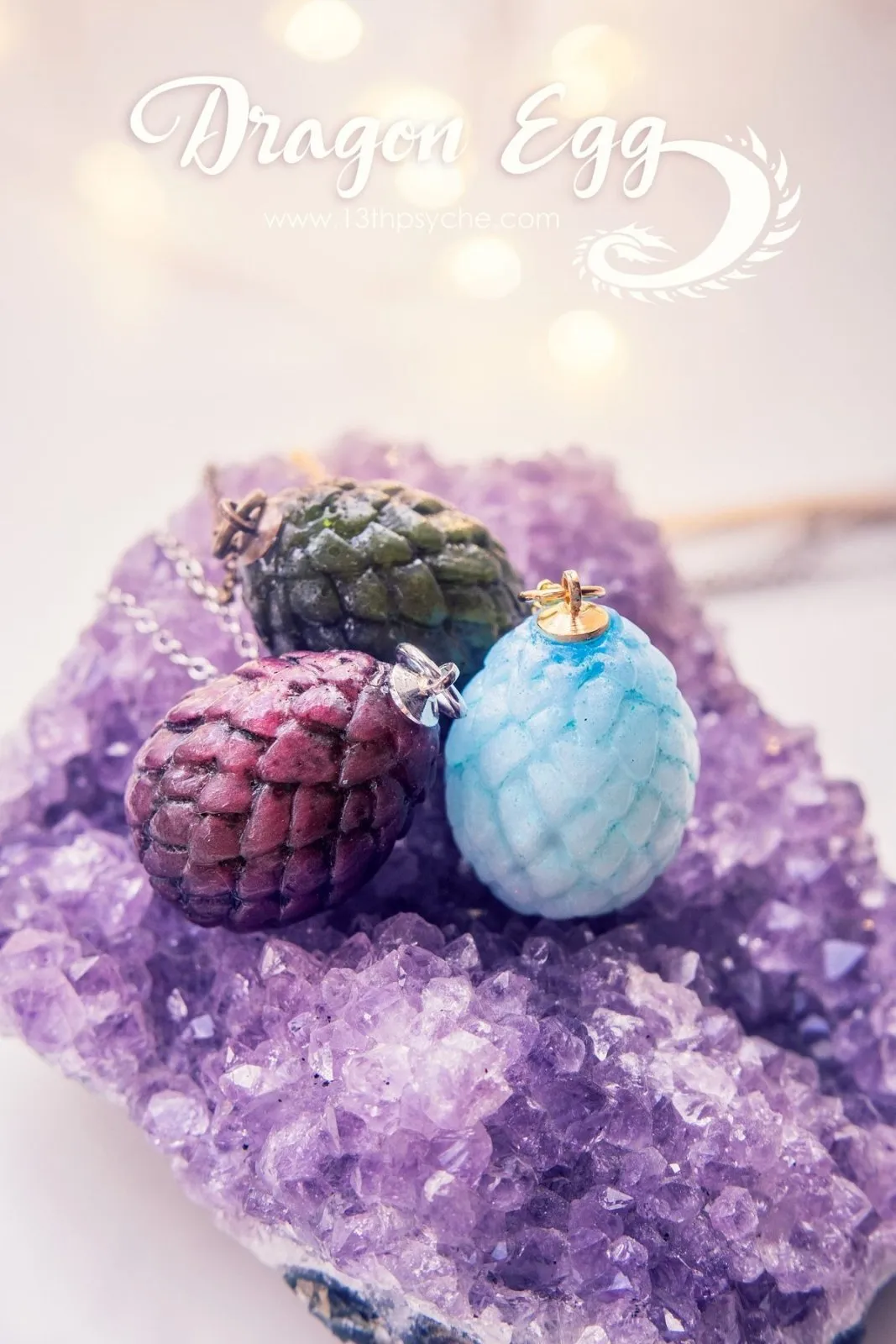 Resin dragon egg pendant necklace