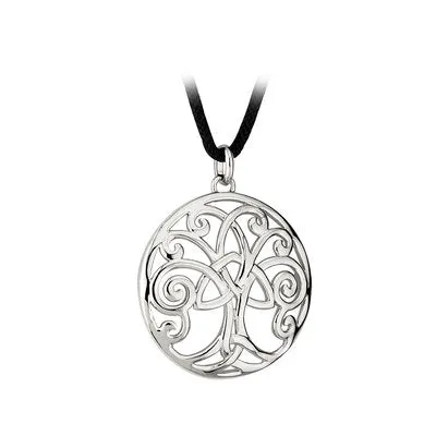 Rhodium Trinity Knot Tree of Life Pendant