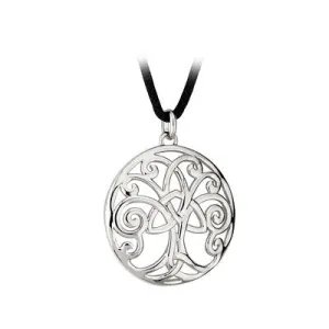 Rhodium Trinity Knot Tree of Life Pendant