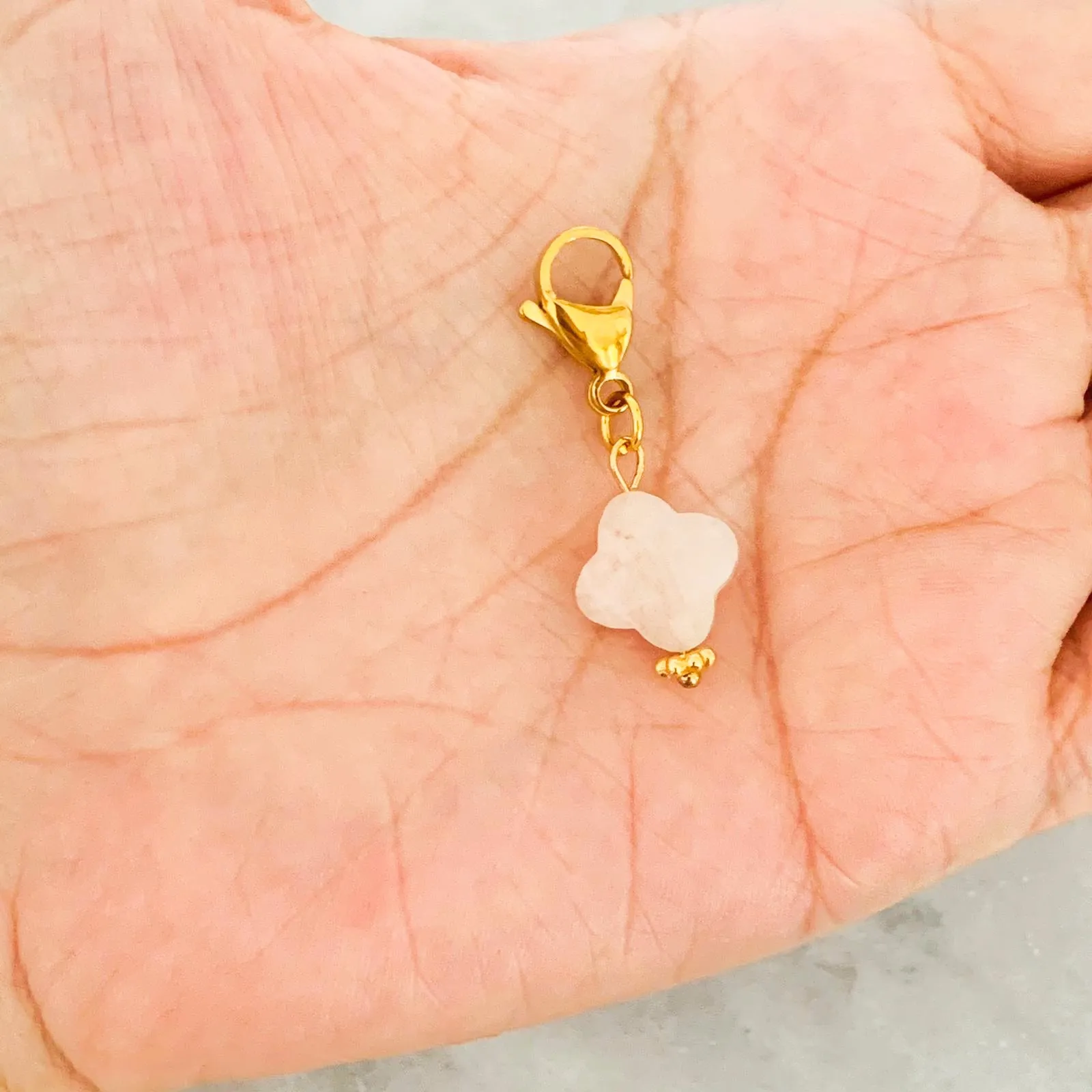 Rose Quartz Clover Charm