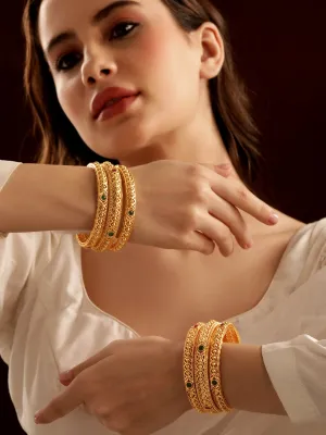 Rubans Set of 6, 22K Gold Plated Filigree Handcrafted Gold Bangles