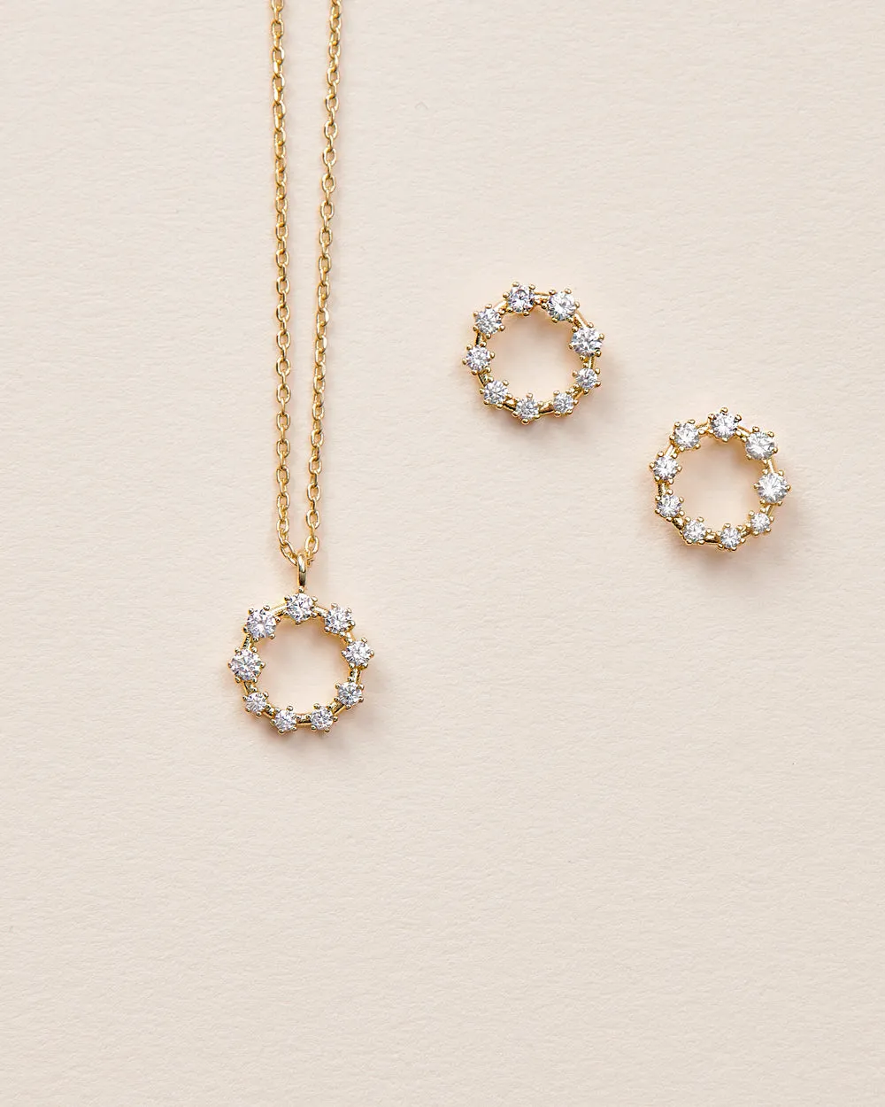 Saylor CZ Circle Pendant Necklace