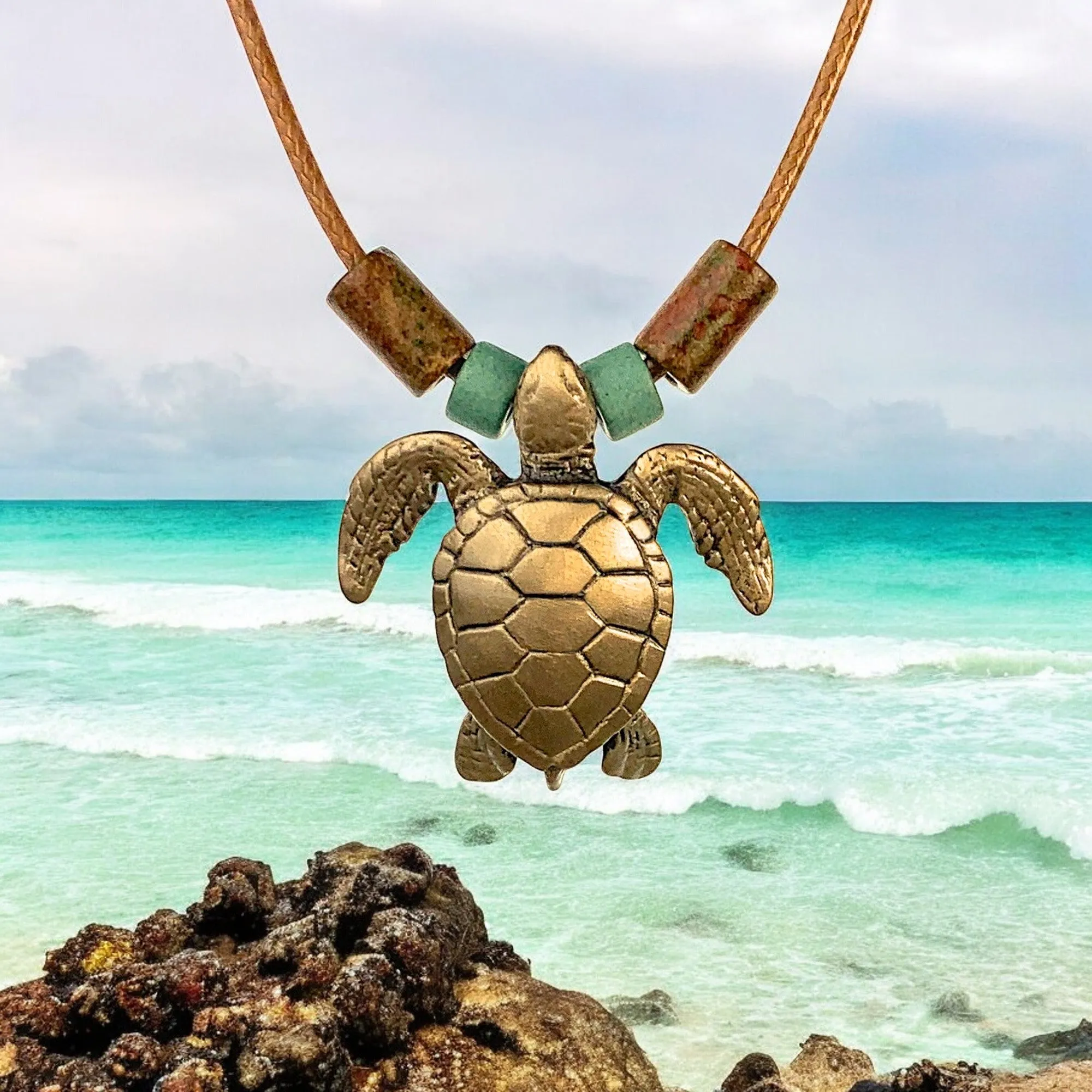 Sea Turtle Necklace Bronze Pendant- Sea Turtle Gifts for Women, Turtle Necklaces, Unique Gift for Turtle Lover, Sea Life Jewelry, Beachy Jewelry