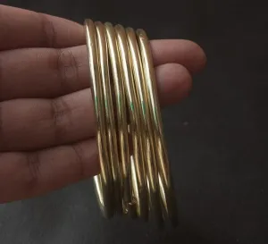 Set of 6 Plain Classic Brass Bangles | Artisanal Jewelery