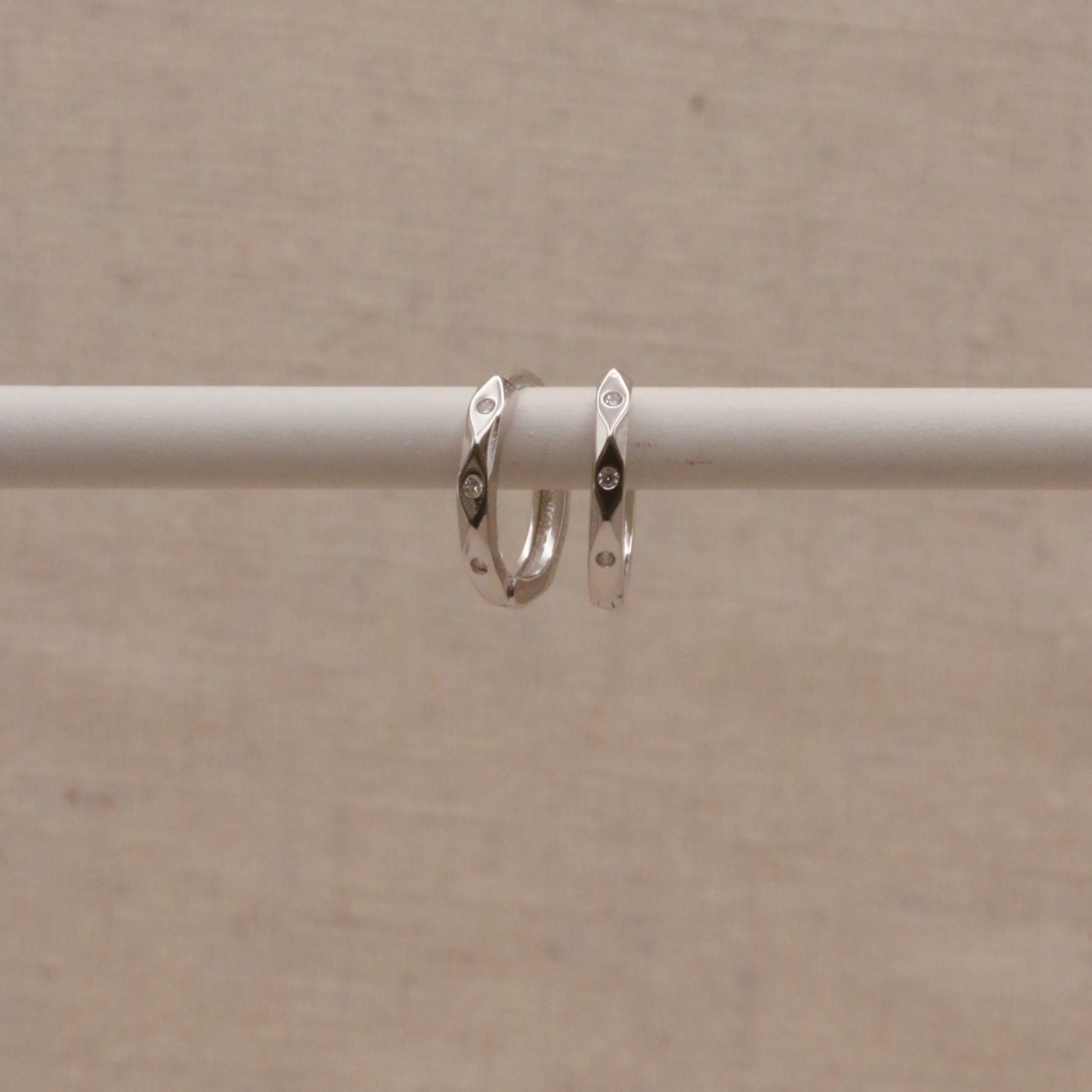 Silver Marquise Huggie Hoops