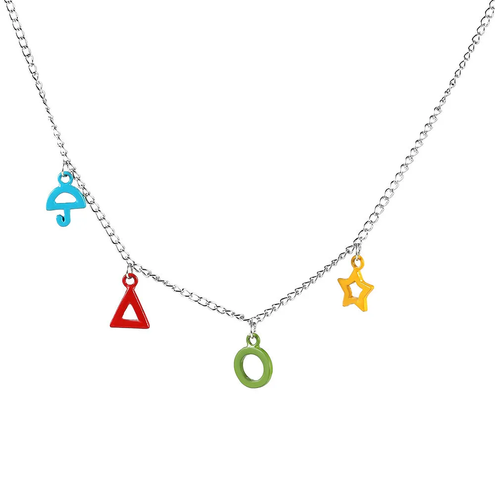 Simple Color Drip Oil Geometric Pendant Necklace Cute And Fun