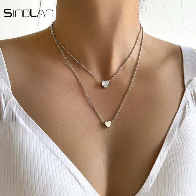 Simple Crystal Geometric Gold Pendant Necklace Set for Women Charms Kpop Fashion Square Rhinestone Female Vintage Jewelry Collar