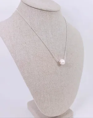 Simple Silver Pearl Necklace