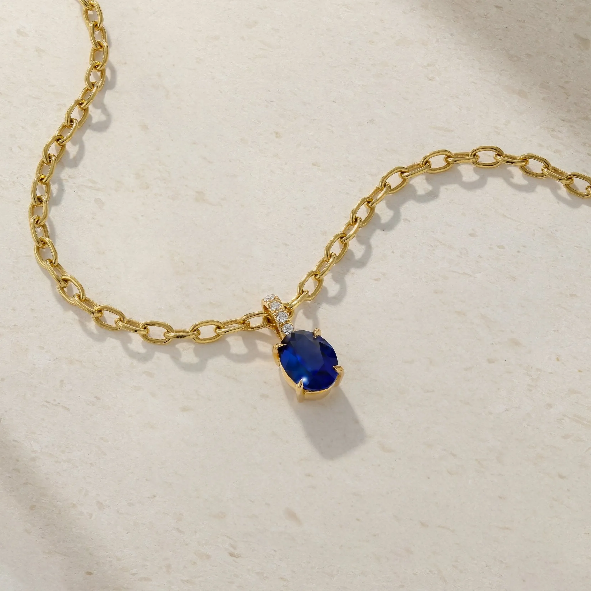 Simple Solitaire Oval Sapphire Pendant