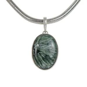 Simple Sterling Silver Seraphinite Pendant