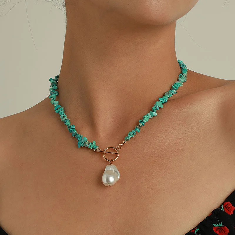 Simple Turquoise Shaped Pearl Necklace