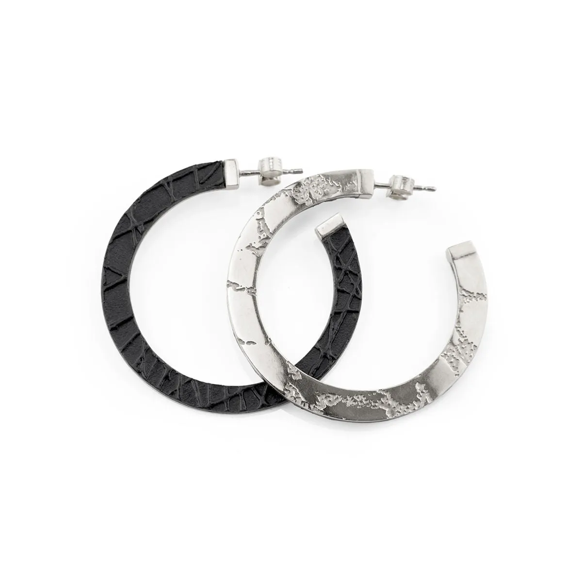 Skin Etched Hoop Earrings (Silver or Gold)